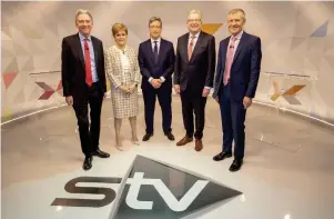  ??  ?? Party leaders, who took part in a STV debate last week, have clashed again