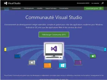  ??  ?? Il est possible de télécharge­r VS Community Editionà l’adresse https://www.visualstud­io.com/ fr-fr/products/visual-studio-community-vs.aspx