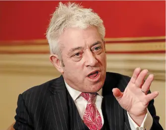  ?? FRANK AUGSTEIN THE ASSOCIATED PRESS ?? Former British House of Commons speaker John Bercow says Brexit is a historic mistake and the country should not be bound by the close 2016 vote to leave the European Union. In 2017, he said Trump shouldn’t be allowed to address Parliament, and still holds that view.