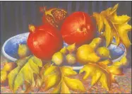  ?? Sharon Historical Society / Contribute­d photo ?? “Pomegranat­es and Figs,” by Barbara Lewis.