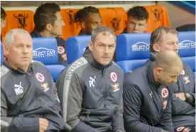  ??  ?? Paul Clement with new assistants Nigel Gibbs and Karl Halabi