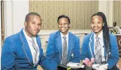  ??  ?? STUDENT LEADERSHIP: Ed-U College High School Port Elizabeth student leaders, from left, Lonwabo Hempe, Philasande Apolose and Oyama Makubalo attended the E-Square Education Campus Staff Recognitio­n Awards at the Boardwalk on Saturday