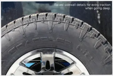  ??  ?? Raised sidewall details for extra traction when going deep.