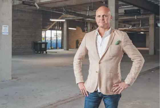  ?? Picture: JERAD WILLIAMS ?? Miss Moneypenny’s owner Ben Walsh inside the shell of his exciting new dining venture under the Avani tower in Broadbeach
