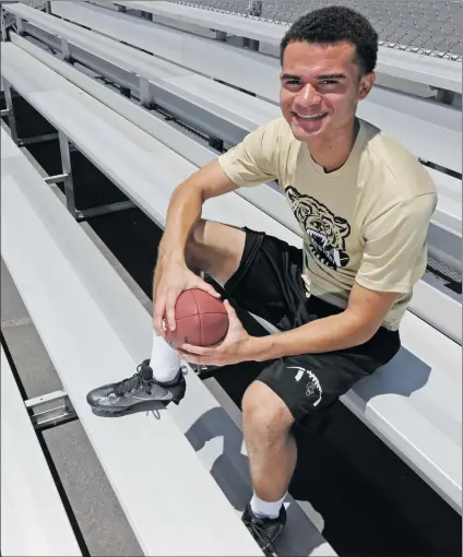  ?? Katharine Lotze/The Signal (See additional photos on signalscv.com) ?? Golden Valley’s Devin Lewis poses for a portrait at his alma mater. Lewis hopes to become a doctor someday.