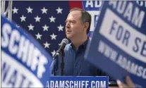  ?? DAMIAN DOVARGANES — THE ASSOCIATED PRESS ?? Congressma­n Adam Schiff, D-Burbank, addresses members of the Internatio­nal Alliance of Theatrical Stage Employees, IATSE at their Union Hall in Burbank on Feb. 11. Schiff launched his campaign for the U.S. Senate, raising $1.6million in chiefly small-dollar donations.