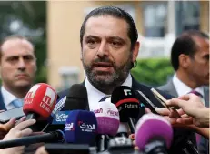  ?? (Bas Czerwinski/Reuters) ?? LEBANESE PRIME MINISTER-designate Saad al-Hariri speaks to the media in The Hague on Tuesday.