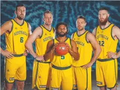  ?? Picture: ALEX COPPEL ?? SHOOTING OPTIONS: Australian basketball players Andrew Bogut, Joe Ingles, Patty Mills, Matthew Dellavedov­a and Aron Baynes.