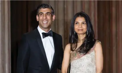  ?? Photograph: Vickie Flores/EPA ?? The chancellor, Rishi Sunak, and his wife, Akshata Murty, arriving at the British Asian Trust reception at the British Museum in February.