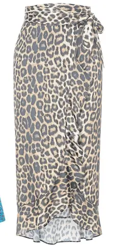  ??  ?? Lipsy satin leopard wrap skirt, £42, Next