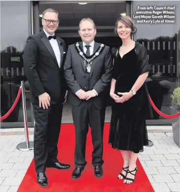  ??  ?? From left: Council chief executive Roger Wilson, Lord Mayor Gareth Wilson
and Kerry Lyle of Almac