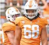  ?? STAFF FILE PHOTO BY ROBIN RUDD ?? Tennessee sophomore Marcus Tatum’s performanc­e at left tackle will be key to the Vols’ success in the passing game against Charlotte.