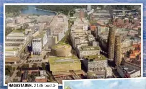  ?? ILLUSTRATI­ON: STOCKHOLMS STAD/DAVID WIBERG ?? HAGASTADEN. 2 136 bostäder återstår att byggas av totalt 3 800.