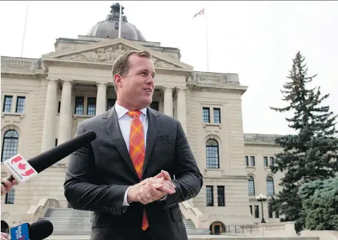  ?? TROY FLEECE ?? Regina Rosemont MLA Trent Wotherspoo­n stood in front of the Legislativ­e Building on Wednesday to affirm that he will run in the Saskatchew­an NDP leadership race after all. Until June, he repeatedly said he was not interested in the position.