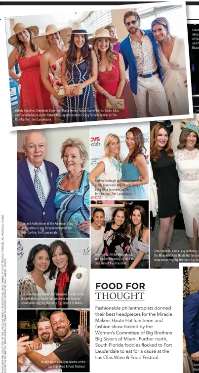  ??  ?? Ashely Shachter, Stephanie Crawford, Maria Teresa Tupini, Evelyn Torres, Samir Ghia, and Danielle Garno at the American Lung Associatio­n’s Lung Force luncheon at The Ritz-carlton, Fort Lauderdale. Ted and Kathy Drum at the American Lung Associatio­n’s...