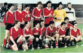  ??  ?? Delight West of Scotland Cup winners v Stanley in the mid 1980s