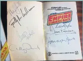  ??  ?? STAR QUALITY Signed Star Wars book