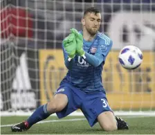  ?? AP FILE ?? GETTING THE NOD: Revolution goalkeeper Matt Turner makes a save against the Columbus Crew in 2018. He will start tonight against Montreal.
