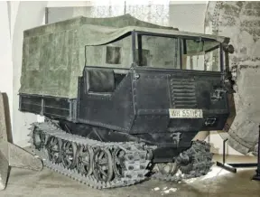  ??  ?? This dandy little rig carried the first Deutz engines into battle. The Raupensche­pper Ost 03 (Tracked-tractor East, RSO/03) was a 1.5-ton cargo vehicle designed for the Eastern Front, where challengin­g terrain often called for tracked vehicles. This was the third iteration of it, and each was extremely popular and useful. The air-cooled Deutz engine was well liked because of the simplicity of operating it in a frigid climate. Pappenheim