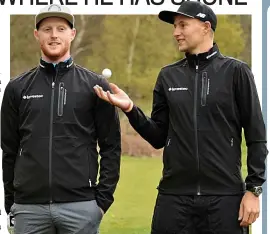  ?? INVESTEC ?? All-rounders: Ben Stokes (left) and Joe Root swap cricket bats for golf clubs at Woburn Golf Club, Buckingham­shire