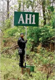  ??  ?? Somewhere near the IndiaMyanm­ar border stands a sign reading AH1 or ASEAN Highway number one