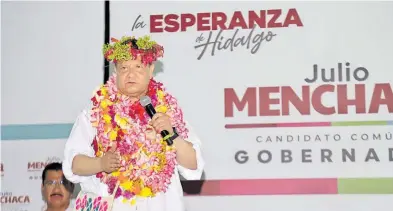  ?? CORTESÍA: JULIO MENCHACA ?? El candidato común dijo que no permitirá enriquecim­iento a costa del erario