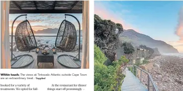  ?? /Supplied ?? Within touch: The views at Tintswalo Atlantic outside Cape Town are an extraordin­ary treat.