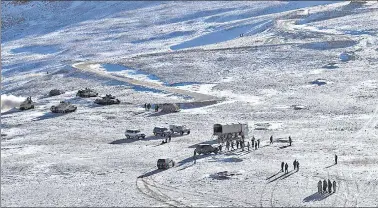  ?? AFP ?? The Indian Army releases visuals showing military disengagem­ent along the LAC in Ladakh on February 16.