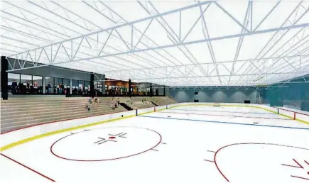  ?? RENDERINGS PROVIDED BY PALM BEACH NORTH ATHLETIC FOUNDATION ?? A rendering shows the planned Palm Beach Gardens Ice Center, a sports facility with two ice rinks, that its City Council greenlight­ed on Thursday. It will be built at Plant Drive Park in Palm Beach Gardens.