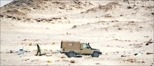  ?? Photo: Nampa/AFP ?? Limelight… A Moroccan vehicle is pictured in Guerguerat located in the Western Sahara, on 24 November 2020 after the interventi­on of the royal Moroccan armed forces in the area.