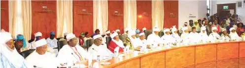  ??  ?? Cross section of Northern Traditiona­l Rulers, at the joint meeting of Northern Governors meeting with Northern Traditiona­l Rulers in Kaduna yesterday. PHOTOS: Shehu K. Goro