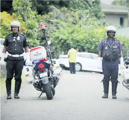  ?? Photo: Fiji Police Force / Facebook ?? Police patrol officers earlier this month.
