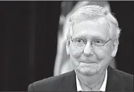  ?? AP/TIMOTHY D. EASLEY ?? Senate Majority Leader Mitch McConnell speaks to reporters Saturday in Louisville, Ky.