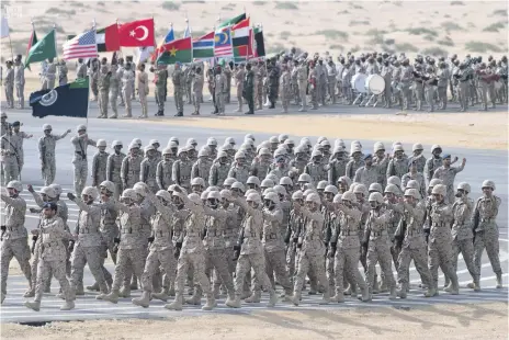  ?? Saudi Press Agency ?? Troops on parade in Saudi Arabia at the conclusion of the Common Gulf Shield Exercise 1