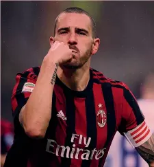  ??  ?? Leonardo Bonucci, 31, dopo il gol col Milan allo Stadium il 31/3