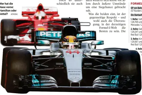 ?? AP/WONG ?? Wer hat die Nase vorne: Hamilton oder Vettel?