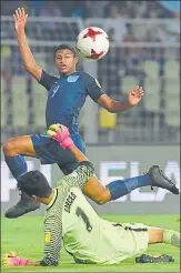  ?? AFP ?? Rhian Brewster completed his hattrick in injury time as he slotted home from a penalty.