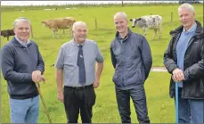  ?? 25_c29prime01. ?? Kintyre Prime Stock Breeders chairman Duncan Semple, competitio­n judge George Harvey from Balfron, with David Ralston and Matthew Raltson from the Rhoins.