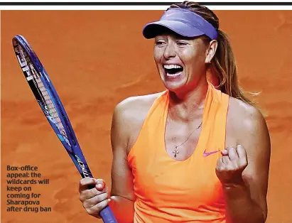  ??  ?? Box-office appeal: the wildcards will keep on coming for Sharapova after drug ban