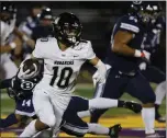  ?? PHOTO BY JOSIE LEPE ?? Archbishop Mitty's Danny Scudero runs with the ball during the first half against Bellarmine College Prep at San Jose
City College on Oct. 14. The WCAL POY caught nearly 1,000 yards with 13 TDs.