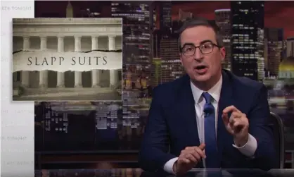  ?? Photograph: YouTube ?? John Oliver: ‘We badly need effective anti-Slapp laws nationwide to deter powerful people like Bob Murray from using the courts to shut down people’s legitimate dissent.’