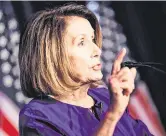  ??  ?? Taking stand: House Minority Leader Nancy Pelosi speaks during a midterm election night party