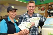  ?? Photo by Michelle Cooper Galvin ?? Lucky Lotto machine ...... Sheila Griffin and Jerome Griffin of Hannah Mary’s Store in Tullig, Killorglin.