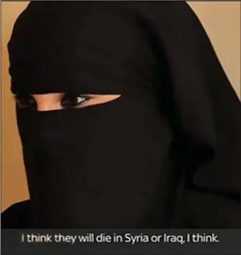  ??  ?? In hiding: She says in her TV interview that the British girls were unprepared for life in Syria