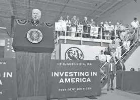  ?? AFP ?? Biden dio un discurso en las instalacio­nes de un sindicato en Filadelfia
