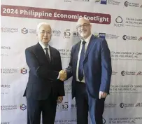  ?? ?? Department of Trade and Industry Secretary Alfredo Pascual with Lorens Ziller, Executive Director of ICCPI, during the recent 2024 Philippine Economic Spotlight organized by the Italian Chamber of Commerce in the Philippine­s, Inc. (ICCPI) held at Dusit Thani Hotel in Makati City.