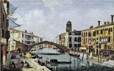  ?? BILD: SN/TLM/GEMÄLDEGAL­ERIE DER AKADEMIE DER BILDENDEN KÜNSTE WIEN ?? Michele Marieschi hat den „Ponte del Cannaregio“typisches Souvenirbi­ld gemalt, Öl auf Leinwand.
in Venedig im
Jahr
1742
als damals