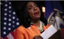  ?? Photograph: Brendan Smialowski/AFP/Getty Images ?? Terri Sewell speaks during a press conference about voting rights legislatio­n in June.