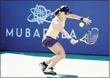  ??  ?? Zheng Saisai of China returns the ball to Aryna Sabalenka of Belarus during the finals of the Mubadala Silicon Valley Classic tennis tournament in
San Jose, California on Aug 4. (AP)