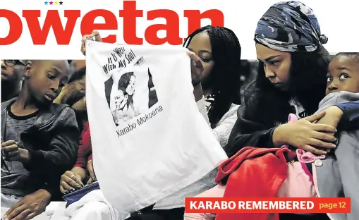  ?? / THULANI MBELE ?? The family of Karabo Mokoena is emotional during her memorial service in Diepkloof, Soweto, yesterday. Mokoena’s body was found in Johannesbu­rg, burnt beyond recognitio­n after she disappeare­d last month.